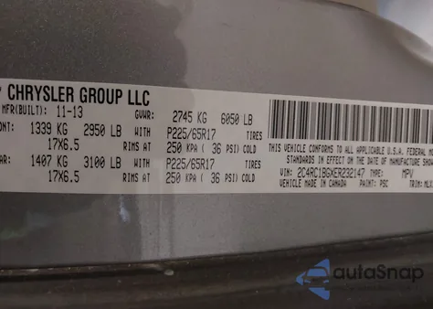 2014 Chrysler Town & Country Touring from USA, damaged, VIN 2C4RC1BGXER232147